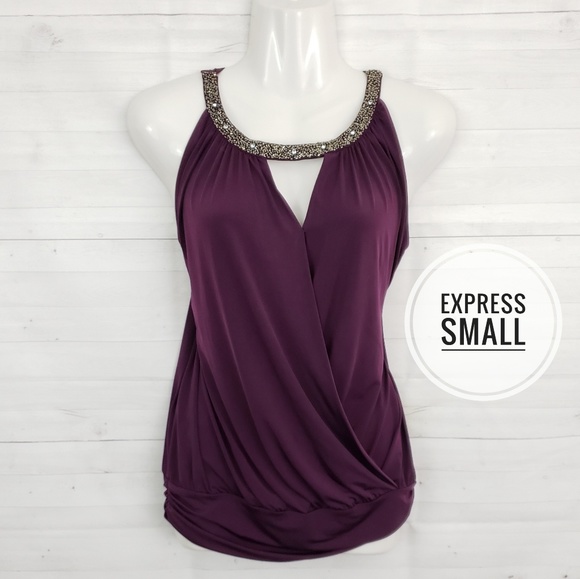 Express Tops - Small Express Purple Beaded sleeveless top